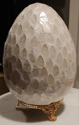 NEW !! Edens Wood Mother Of Pearl Iridescent Egg Sculpture 7 In X 5 In • $29.99