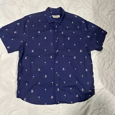 Tommy Bahama XL Men’s Navy Button Up Short Sleeve Martini Shirt • $19