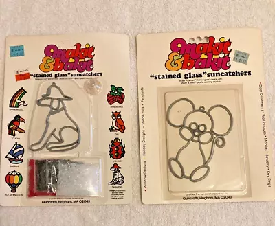 NIP VTG 1980 Makit Bakit Stained Glass Suncatcher Kits Crystals Dalmatian Mouse • $12