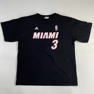 Dwayne Wade Shirt XL Youth Kid Black Miami Heat #3 Adidas Short Sleeve Tee Used • $14.99