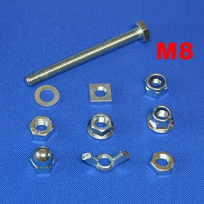 M8 Set Screws Full Thread Bolts With Nuts And Washers  M8 Bzp Bolt 8mm Diameter • £6.27