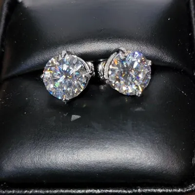 2.40ct  Moissanite Screw Back Solitaire Stud Earrings - GRA Certified D/VVS1 7mm • $58