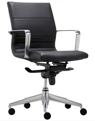 Ares RealSpace Black Bonded Leather Ergonomic Computer Office Chair Eames Style • £199.95