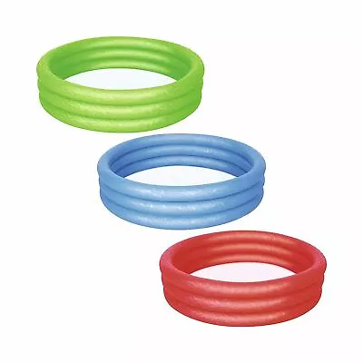 Inflatable 3 Ring Small Paddling Pool Children’s Kids Swimming Garden Play • £7.99