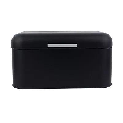 Black Solid Color Retro Metal Bread Bin Box Large Capacity Kitchen Storage • $69.67