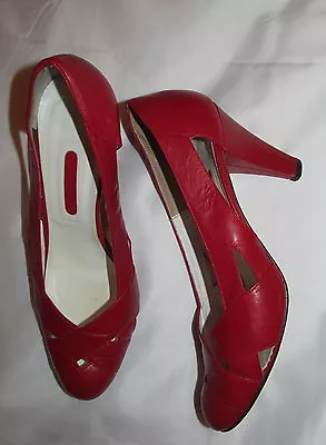 MINELLI Designer True Red Strappy Leather Very Comfortble Sexy 80's Shoes US 7.5 • $33.60