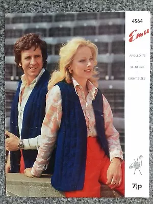 Knitting Pattern - Emu Ladys/Mans Long Line Waistcoat Apollo 72 4564 (210172) • £1.02