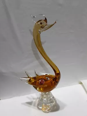 STUNNING VINTAGE MCM BLOWN ART GLASS SWAN MADE IN MURANO ITALY 11 X 5 X 2.8 IN. • $10