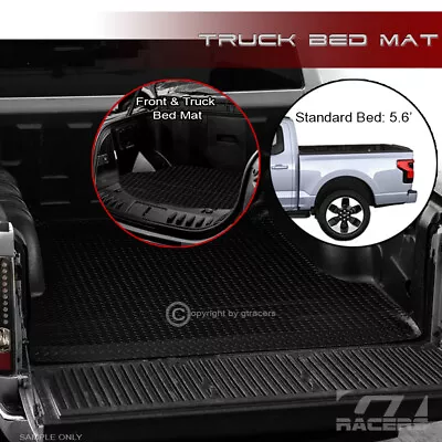 For 2022-2023 F150 EV 5.6 Ft Black Rubber Diamond Front+Rear Truck Bed Mat Liner • $103