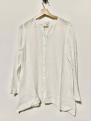 J.Jill Small Pure Jill Textured Linen Blend Button-Front Tunic Top White NWT C6 • $20