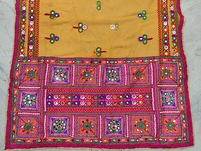 Vintage Indian Dupatta Scarf Long Sequins Hand Embroidery Georgette Veil Stole L • $16.99