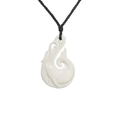 Carved Bone Necklace Dolphin Hei Matau Koru Pendant Maori Style - 81stgeneration • $42.74