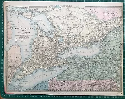 1865 Good Size Antique SDUK / Walker Map: West Canada Great Lakes Northern U.S • $24.65