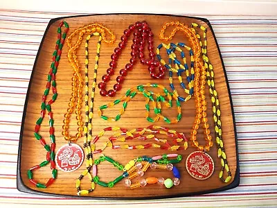 10 Vintage Plastic Mardi Gras Beads Strung 1970's Jolly Jack's NOLA Crafts Lot • $24.95