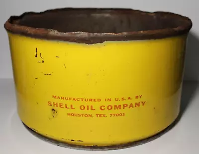 Large Vintage Shell Oil Can Round Drum Bottom Section Houston Texas Made In USA • $62.99