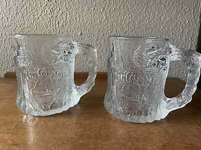Vintage 1993 McDonalds Flintstones Clear Glass “Tree-mendous Mug” Set Of 2  • $12