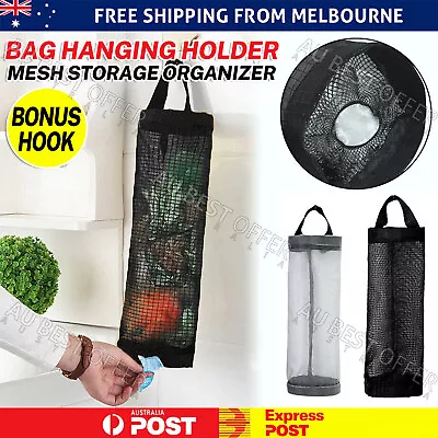 Plastic Bag Holder Dispenser Mesh Storage Garbage Bags Organizer Hanging AUS • $5.95