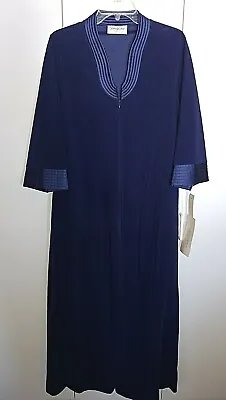 Vanity Fair Ladies Long Dark Blue Fleece Zip Ls Robe-s-nwt-$32-lightweight/soft • $18.99