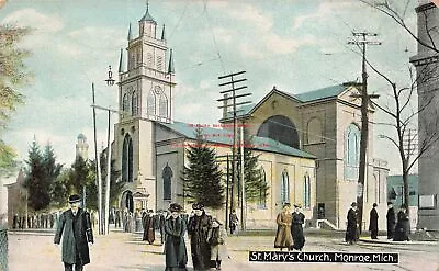 MI Monroe Michigan St Mary's Church 1913 PM Congress Post Card Pub • $6.99