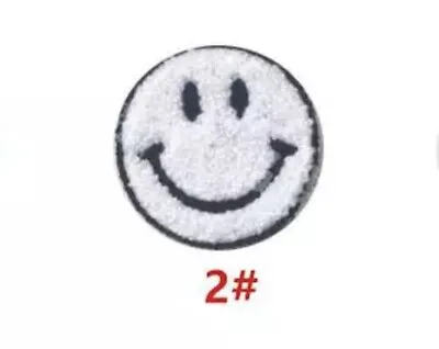 $4 • Buy Chenille Smiley Face Patch - Iron On Chenille Patch Smile Patch - White