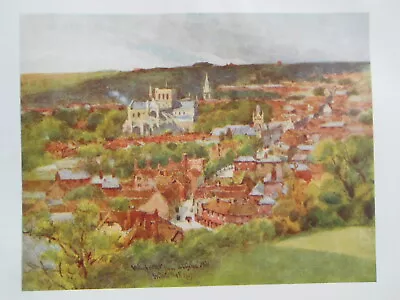 £7.99 • Buy Original Edwardian 1909 HAMPSHIRE Print - Winchester St Giles Hill, Wilfrid Ball