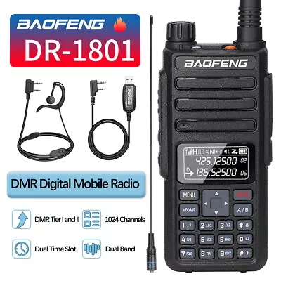 Baofeng DR-1801 DMR Walkie Talkies Long Range Digital Analog VHF / UHF Ham Radio • $64.99