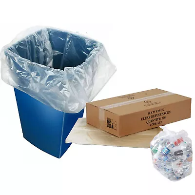 £6.99 • Buy 50 X 140 Gauge Clear Refuse Sacks 90L Large Bin Liners Rubbish Recycling Bags