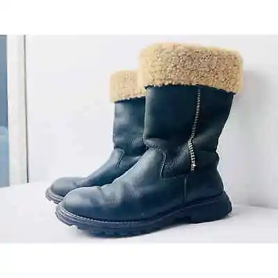 Ugg BROOKS Convertible Tall Boots Size 7 Shearling Leather Black • $49.99