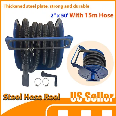$327.99 • Buy Vacuum Hose Reel 2 X50' Hose Heavy Duty Thickened Welded Steel With 15m Hose