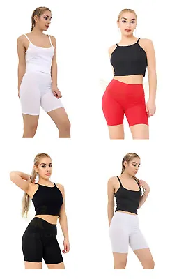 Ladies Half Length Cotton Shorts Leggings Dance Wear Gym Womens Stretch Comfort • £5.49