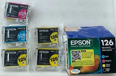 Genuine Epson 126 Color Ink Yellow X3 Magenta X1 Cyan X1 New Sealed • $34.99