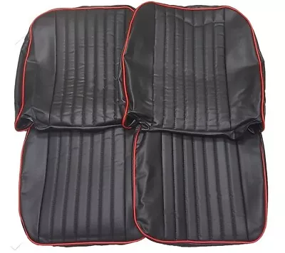 MGB Roadster And GT Pair Of Seat Covers 1970 -1981 Leather Look Black / Red • $99.95