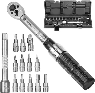 DESHIL 1/4 Inch Bike Torque Wrench Set 14Pcs Bicycle Torque Wrench Set For M... • $30.99