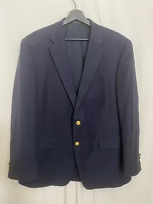 Men’s LAUREN By RALPH LAUREN Navy Wool Gold/Brass Button Blazer Jacket Size 42R • £45