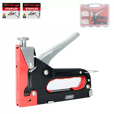 Powerful Heavy Duty Tacker Staple Gun Wood Craft Upholstery Stapler +600 Staples • £7.45