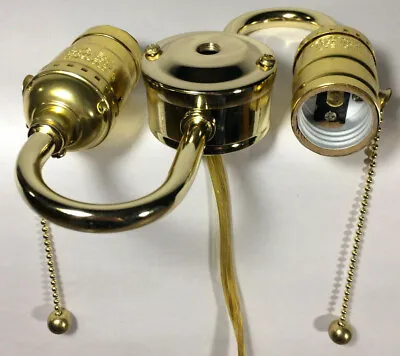 $42.60 • Buy New Wired S-Type 2-Light Lamp Cluster W/ Pull Chain Sockets, Brass Finish #LC412