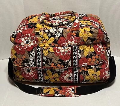 Vera Bradley Grand Traveler Bag Duffle Bittersweet Red Orange 18”x14”x9” Floral • $39