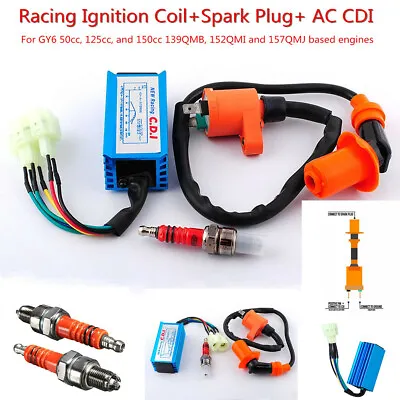 High Performance Racing Ignition Coil+Spark Plug+AC CDI For GY6 50cc 125cc 150cc • $24.54