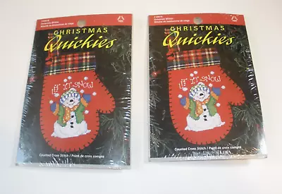 2 Snowman Mitten Ornament Christmas Quickies Counted Cross Stitch Kits 113019 • $14.99