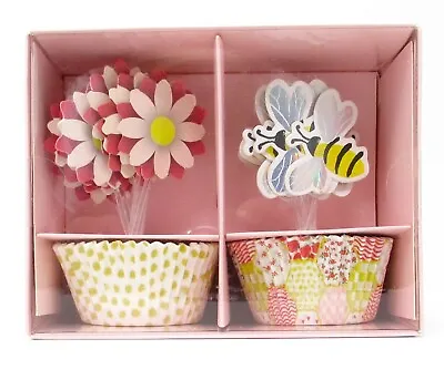 $11.95 • Buy Cupcake Baking Kit 48pc Bee & Flower 24 Liners 24 Toppers Muffin