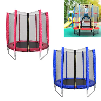 4.5FT 5FT Children Trampoline With Safety Net Kids Rebounder Outdoor/Home Padded • £59.95