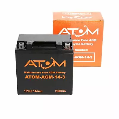 YTX14L-BS Atom AGM Motorcycle Battery 12V For Triumph Daytona 955i 04-06 • £56.35