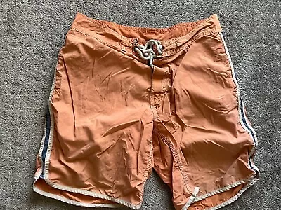 Vintage 90s J Crew Mens Size 34 Orange Board Shorts Swim Trunks • $12