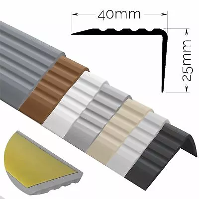 £9.09 • Buy Rubber Stair Nosing Edge Self Adhesive  Trim Anti Slip PVC Angle Edging 40x25mm