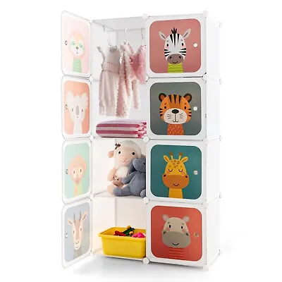 Portable Kids Wardrobe 8-Cube Baby Closet Dresser Children's Storage Organizer • £38.95