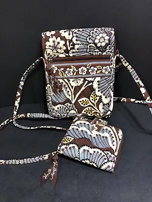 Vera Bradley HIPSTER Crossbody Purse & Wallet SLATE BLOOMS EUC -Free Shipping • $34.99