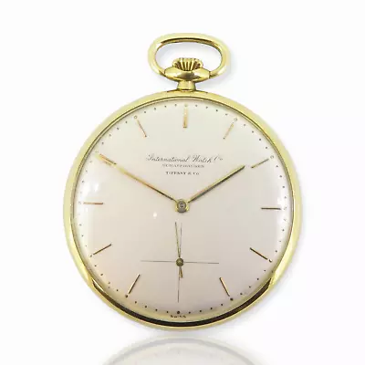 .Vintage Tiffany & Co IWC Schaffhausen 18ct Gold Pocket Watch Ultra Slim Cal 95 • £2604.36