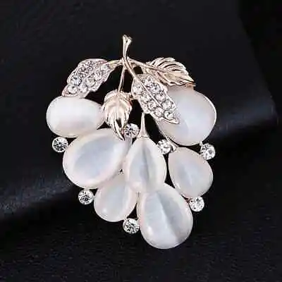 Fashion Opal Rhinestone Grape Brooch Pin Corsage Vintage Romantic Bouquet Pin  • $6.28