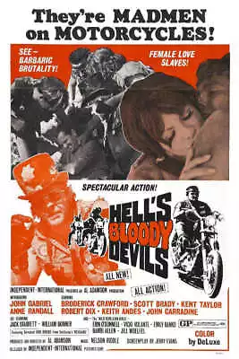 1970 HELL'S BLOODY DEVIL'S VINTAGE MOTORCYCLE MOVIE POSTER PRINT 24x16 9MIL • $25.95