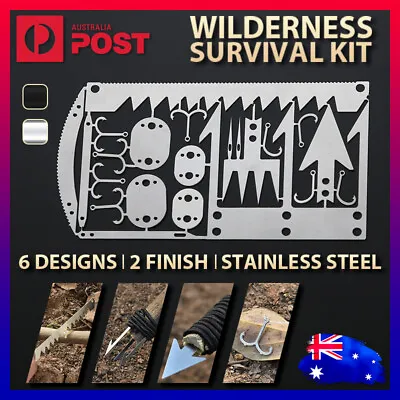 Camping MultiTool Card Wilderness Survival Kit Gear Hunting Hiking Fishing AU • $4.39
